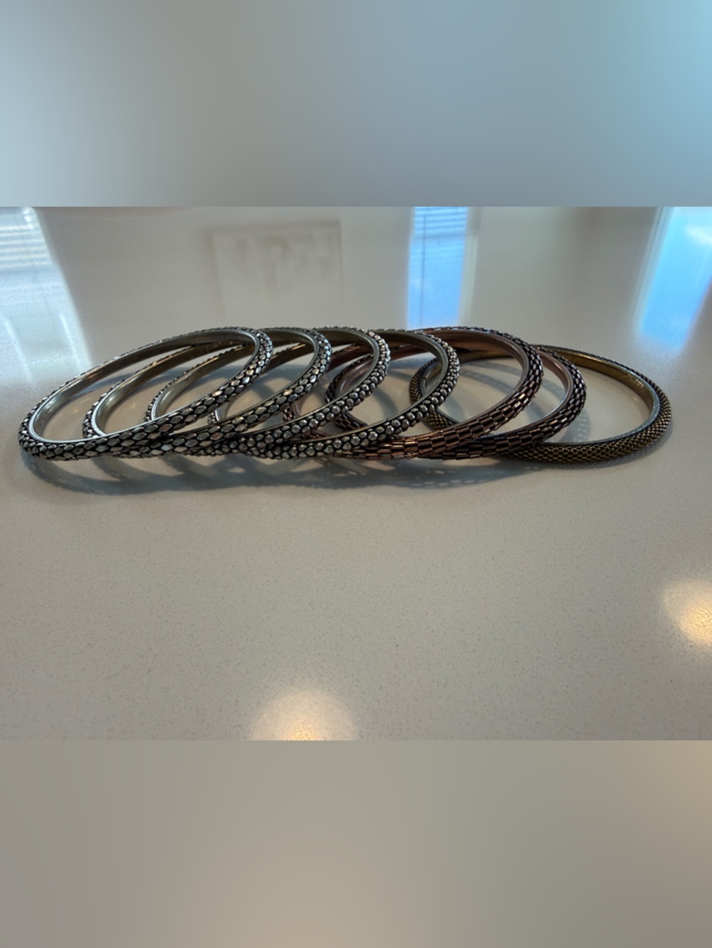 Silver-Tone Stacked Bangle Bracelet Set